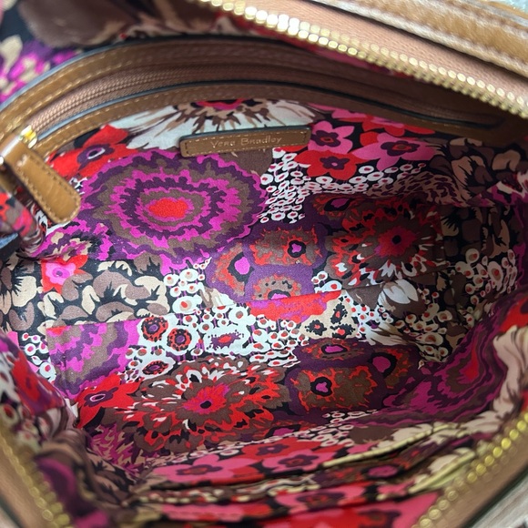 Vera Bradley Leather Quilted Mini Marlo Crossbody Saddle Brown - Picture 7 of 16